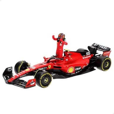 Bburago Burago Maqueta Coche Fórmula 1, Carlos Sainz, Ferrari SF-23, Escala 1/24, Incluye Figura piloto, Maquetas Coches, Miniatura de colección, F1, Regalos para coleccionistas, +14 años (78060)