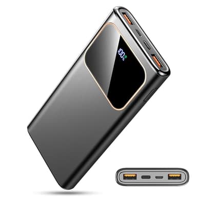 Power Bank, Bateria Externa Carga Rapida 10000mAh 22.5W Bateria Portatil con Entrada y Salida USB C de Alta Velocidad, Patalla LED para iPhone, iPad, Galaxy S9, Tabletas y más movil