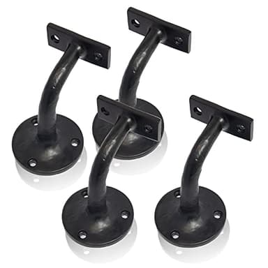 XFORT Smithy's Range - Soportes de pasamanos antiguos negros de hierro fundido tradicional para barandilla de escalera, completo con tornillos de fijación a juego (paquete de 4)