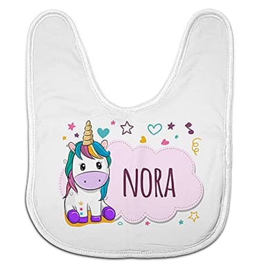 LolaPix Babero Unicornio. Regalos Personalizados con Nombre. Baberos para bebé Personalizados. Varios diseños. Unicornio Rosa