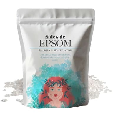 Sal de Epsom 1kg – Sulfato de Magnesio Puro para Bienestar y Relajación - Sales para Baño y Pies – Revitalizante y Sin Aditivos - Diferentes Formatos Disponibles (1KG)