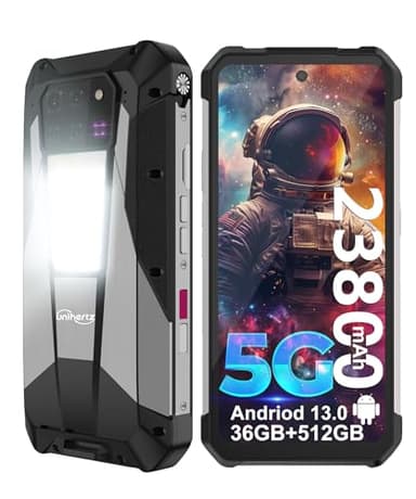 Unihertz Tank 3 Pro Móvil Irrompible 5G, Android 14 Telefono Movil Rugerizado con Proyector, 36GB RAM+512GB ROM/2TB, 6.79'' Dual SIM Smartphone Resistente 23800mAh, Face ID/GPS/OTG/Camping Light