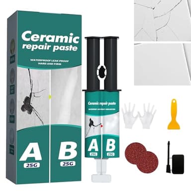 Rellenador Grietas en Azulejos y Baldosas,Adhesivo de Pasta para Azulejos,Juego de Reparación de Azulejos,Equipo de Reparación de Grietas de Porcelana,Pasta de Grietas de Reparación de Azulejos,100g