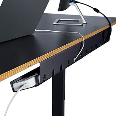 PAMO Oculta Cables para Montaje fácil bajo la Mesa I Juego de 2 con 10 canaletas Adhesivas I Regleta de Escritorio para Mesa de Oficina o Casa,(2er Set, Negro)