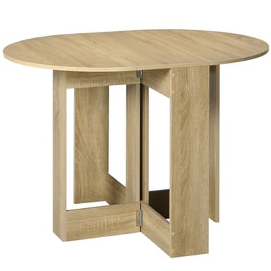 HOMCOM Mesa Plegable de Comedor Con 2 Alas Abatibles para 2-4 Personas, Cocina, 104x76x73,7 cm, Roble