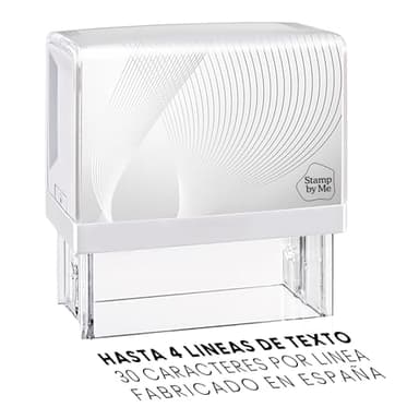 Stamp by Me | Sellos Personalizados | Sello de Caucho Automático para Empresa | Autoentintable | Tinta Negra (47x18mm - 4 líneas)