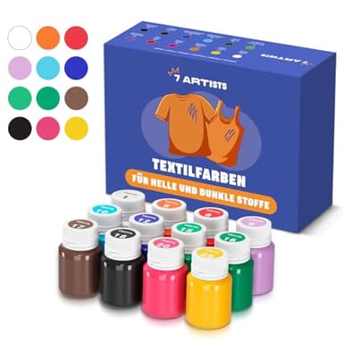 7 Artists Pintura Permanente y Lavable Para Tela y Ropa 12x20ml