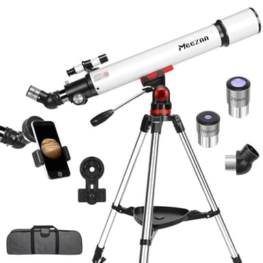 MEEZAA Telescopio, Telescopio Astronómico Adultos Profesional, 70/700mm AZ Telescopio Refractor para Niños y Principiantes, Telescopios Portatil Potente 28x-210x con Trípode, Adaptador de Teléfono