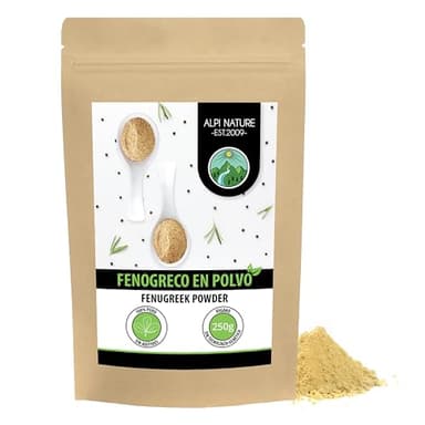 Fenogreco en polvo (250g), molido de fenogreco, 100% natural, semillas de fenogreco como polvo, sin aditivos, vegano, semillas de fenogreco molidas