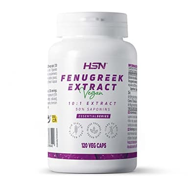 HSN Fenogreco 120 Cápsulas Vegetales 6000 MG equivalencia Semilla Trigonella foenum-graecum 300 MG Saponinas por Dosis Diaria | Extracto 10x Veces Más Concentrado | No-GMO, Vegano, Sin Gluten