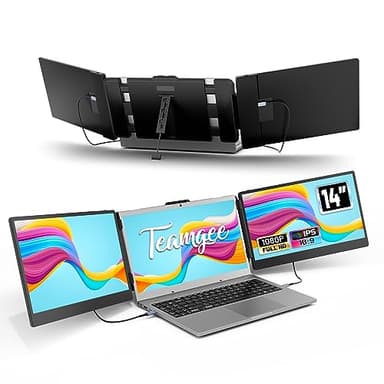 Teamgee Monitor Portátil, 14" FHD 1080P IPS Extensor de Pantalla para Portátil con Soporte Incorporado Dos Altavoces, HDMI/USB-A/Tipo-C Plug and Play de 13"-17" (Mac, Wins, Android, Dex)