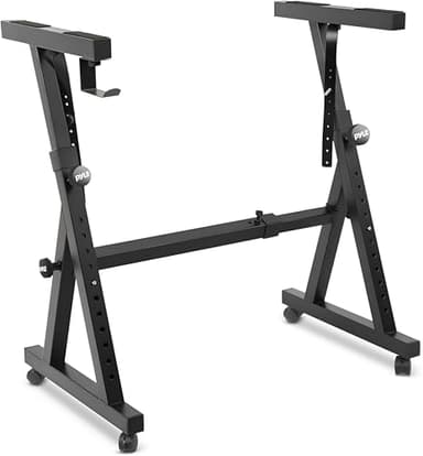 Pyle Soporte de teclado, Universal, Ajustable, Organo, Piano, Atril, Con ruedas de bloqueo