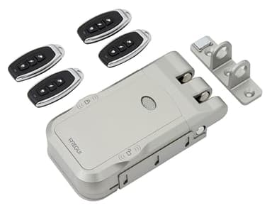 ARREGUI CI30P Cerradura de Seguridad Invisible para Puerta con 4 mandos a distancia | Antirrobo | Anti Okupas | Cerradura Electrónica para Puerta | Cerradura Inteligente | Cerrojo interior | Plata