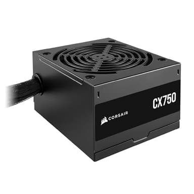 CORSAIR CX750 ATX 750W Fuente de Alimentación - Eficiencia 80 Plus Bronze - Bajo Ruido - Cables con Funda - No Modular - EU - Negro