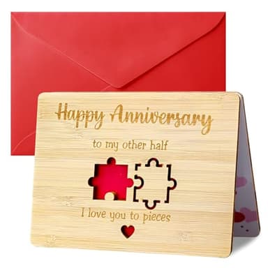 NECXON Tarjeta de aniversario, tarjeta de aniversario de bodas de bambú, tarjeta de feliz aniversario, regalo para él, tarjeta de aniversario para esposo y esposa