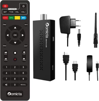Romicta Decodificador TDT HD 2025 - Sintonizador DVB-T2/C H.265 HEVC, Full HD 1080p, USB PVR, HDMI, WiFi USB, Youtube, LCN, Reproductor Multimedia, Control Remoto Universal 2 en 1