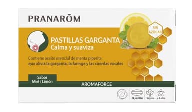PRANAROM - Aromaforce - Pastillas Para La Garganta Miel Limón - Calma Y Suaviza La Garganta - A Partir De 6 Años - 24 Pastillas