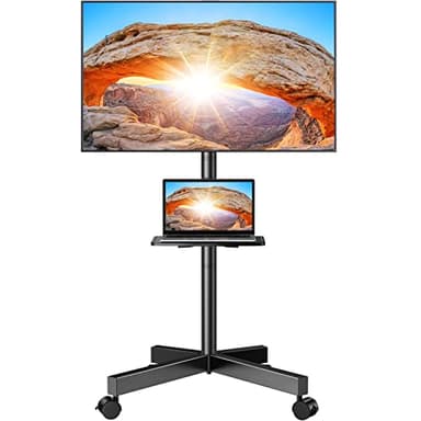 Carro de TV móvil con Ruedas para Pantallas Planas/Televisores Curvos LED de 23-60'',Carro de TV de Suelo Rodante, Soporte de TV con Estante de Altura Ajustable,Soporta hasta 40KG,Máx.VESA 400x400mm