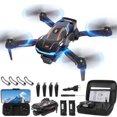 Mini Drone para Niños con Camara 1080P,WiFi FPV RC Quadcopter para Principiantes,Posicionamiento óptico de Flujo Evasión Activa de Obstáculos Modo Órbita,Mini Drone con 2 Baterías para Niños (Negro)