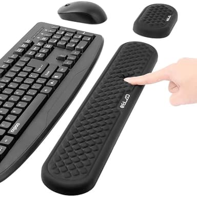 ELZO Reposamuñecas para Teclado y Ratón, Soporte de Muñeca de Espuma Viscoelástica, Almohadilla Ergonómica para Soporte de Muñeca, Reposamuñecas Antideslizante para Teclado de Computadora, Negro