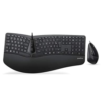 Perixx PERIDUO-505, Combo ergonómico, teclado y ratón con cable USB para Windows - Ratón vertical con rueda de desplazamiento reclinable, reposa muñeca ajustable, AZERTY…