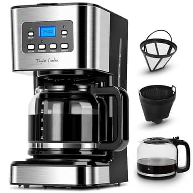 Taylor Swoden Darcy - Cafetera de goteo, pantalla LCD, filtro reutilizable, programable, función auto limpieza (descalcificación), capacidad 1,5L(12 tazas), función mantener caliente. Sin BPA.