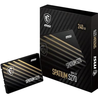 MSI SPATIUM S270 SATA 2.5" - Disco Duro SSD de 240GB (SATA III 6Gbps, 100.20mm x 69.85mm x 7.00mm, Lectura 500MB/s, Escritura 400MB/s), Negro