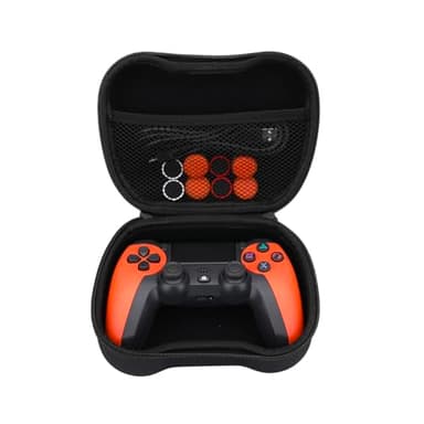 Pack Mando NK para PS4 / PS3 / PC/Móvil Inalámbrico - Wireless Controller, Dualshock, 6 Ejes, Panel Táctil, Entrada Auriculares, Cable de Carga, 8 x Joystick Grips, Funda para Mando - Naranja