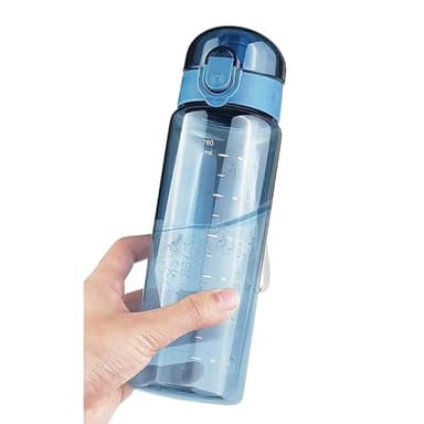 Botella de Agua,780ml Botella Agua Deporte,Botella Agua Deportiva,Botella Agua Motivacional,Botella Deportiva para Niños,A Prueba de Fugas,Fácil de Abrir,Cerradura Segura,Deporte,Gimnasio,Azul