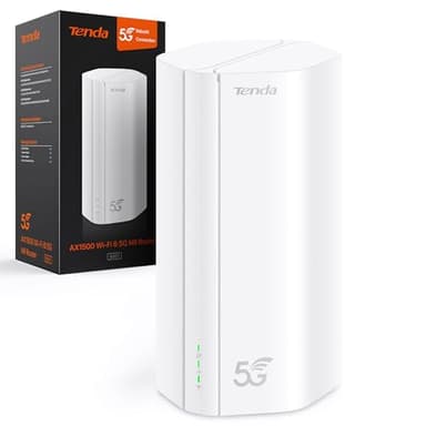 Tenda 5G01 - Router 5G SIM WiFi 6 1500Mbps, Módem 5G/4G LTE con Doble Banda, Ranura Tarjeta Nano SIM, Plug & Play, Puerto Gigabit WAN/LAN, 6 Antenas Internas, Mesh Wi-Fi+, 5G NR Router | Nivel Básico