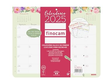 Finocam - Calendario Bloc Design de Pared con Imán para Escribir 2025 Mes Vista Enero 2025 - Diciembre 2025 (12 meses) Portugués