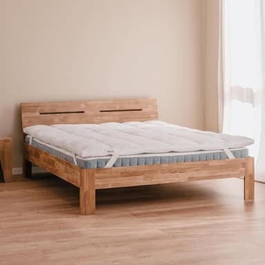 Dreamin*101 – Cubrecolchón matrimonial de 200 x 200 cm de pluma transpirable, corrector de colchón 4 estaciones con esquinas elásticas – Topper colchón alto 6/8 cm fresco y suave para mejor comodidad