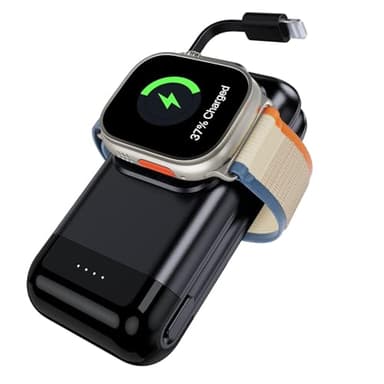 leChivée Cargador portátil para Apple Watch, 6000mAh P-ower Bank Portátil batería externa con cable integrado, Cargador para Apple y iPhone Watch compatible con iPhone 14/15, para iWatch Ultra 2/9/8/7