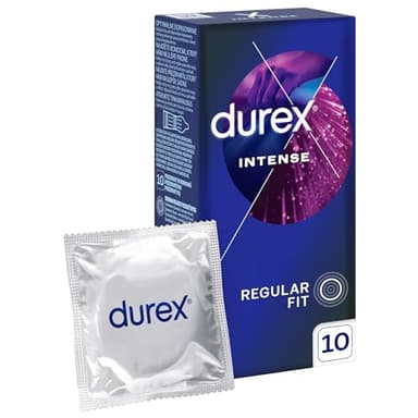 Durex Preservativos Intense con Puntos y Estrías y gel estimulante (10)