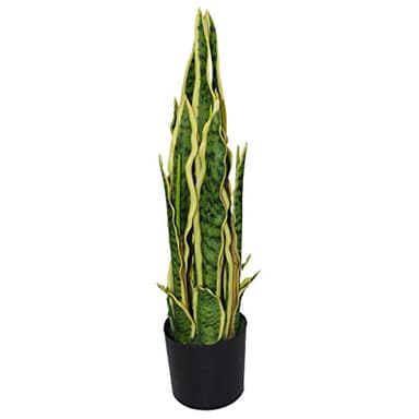 Leaf - Planta de Serpiente Artificial, Sansevieria, para Interiores, Color Amarillo y Verde, Sansevieria, 55 cm