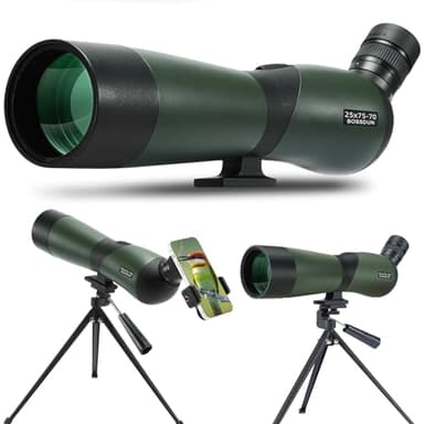 telescopio terrestre, Telescopios-A Prueba de Agua con Prisma BAK4 Trípode Adaptador de teléfono Bolsa de Transporte, para Target Shooting Bird Watching Hunting Wildlife (GN0018-70G)
