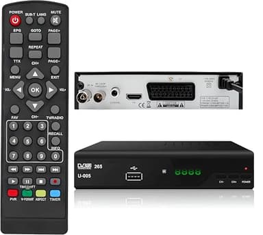 Decodificador TDT HD - DVB-T2 H.265 HEVC Full HD PVR, USB, HDMI, SCART, Sintonizador de televisión Digital Terrestre, decodificador terrestre, Receptor Digital de Alta definición Full HD 1080p.