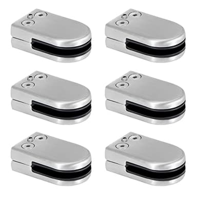 Abrazaderas de Vidrio 10-12mm Abrazadera de Cristal Acero Inoxidable Abrazadera de Clip de Vidrio Soporte de Vidrio Ajustable Parte Trasera Plana para Barandilla Escalera 6 Piezas