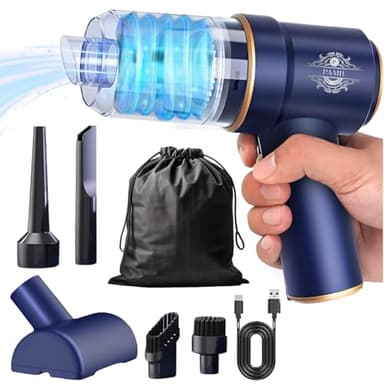 PAMH® Aspiradora de Mano Potente 8.000 PA y Sin Cable - Mini Aspirador y soplador para Coche, Hogar y Oficina con Carga USB - Ideal para Pelo de Mascotas, Polvo y Limpieza de PC - Ligero y Recargable