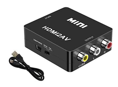 HDMI a RCA Compuesto AV CVBS Video Audio Convertidor Adaptador Soporte HDTV, 1080P Adaptador HDMI a RCA para PC/Xbox/PS4/PS3/TV/VHS/DVD/Blu Ray, HDMI a AV con Cable USB