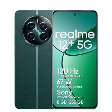 realme 12+ Teléfono Móvil 5G, 8+256GB, Cámara para Retratos Sony LYT-600 OIS, Pantalla AMOLED ultrafluida de 120 Hz, Conjunto de Chips Dimensity 7050 5G, 5000 mAh, NFC, Verde, no Incluye Adaptador