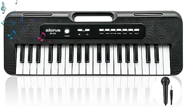 Niños Piano Teclado, 37 Teclas Piano para Niños Piano Musical con Micrófono Portátil Aprendizaje Educativo Navidad Cumpleaños Regalo Juguetes para 3 4 5 6 7 8 Años Niñas Niños Principiantes (Negro)