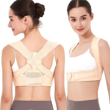 JMPOSE Corrector de postura para soporte de espalda: soporte de espalda ajustable para hombres y mujeres (Beis, S/M)