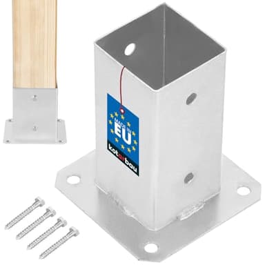 KOTARBAU® Base para Poste 7x7 cm Zincada Acero Anclaje Suelo Base Atornillable Soporte para Postes de Madera Cuadrados Soporte Poste Madera Galvanizado en Caliente Base Poste Madera