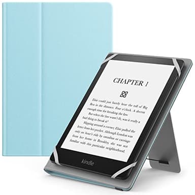 MoKo Funda Universal para 6",6.8",7" Kindle eReaders Fire Tableta - Kindle/Kobo/Voyaga/Lenovo/Sony Kindle E-Book E-Reader Tableta, Carcasa Folio con Correa de Mano y Soporte, Azul Claro Puro