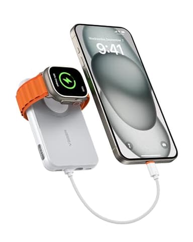 VEGER Bateria Externa Carga Rapida,10000mAh Power Bank,Cable de Conexión Bidireccional Incorporado de iPhone a Type C,Bateria Portatil para iPhone,Apple Watch,Smartphones Type C,Samsung,iPad,etc