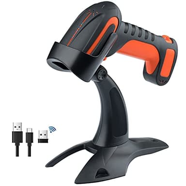 Tera Pro Lector de código de Barras QR de Calidad Industrial 2D Inalámbrico 1D Escáner de Mano 2.4G Inalámbrico + Bluetooth Excelente Resistencia a caídas (3 m) con Soporte súper Estable, 8100