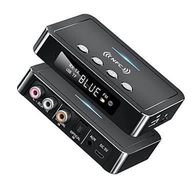 Transmisor Y Receptor Bluetooth 5,0, Adaptador de Audio NFC 3 en 1, AUX/RCA/coaxial/óptico de 3,5mm, para PC, TV, Tableta, Altavoz, Sistema Estéreo Doméstico