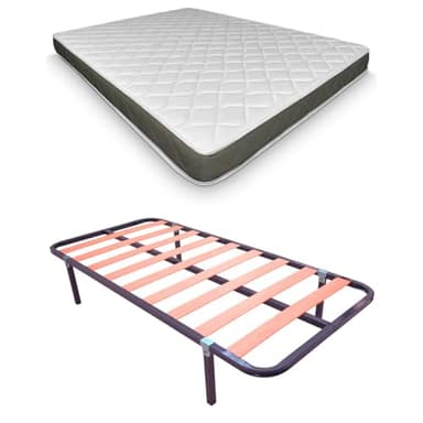 DUÉRMETE ONLINE - Cama Completa con Colchón Fresh Reversible (Cara Invierno/Verano) + Somier Basic con 4 Patas Abrazadera, 90 x 190