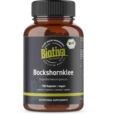 Biotiva Cápsulas de semillas de alholva (fenogreco) 150 piezas - 600 mg de polvo de semillas de alholva - Trigonella foenum-graecum - 100% vegano - lactancia, leche, cabello - (DE-ÖKO-005)